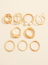 Set Of 9 Gold-Plated Finger Ring