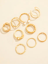 Set Of 9 Gold-Plated Finger Ring