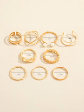 Set Of 9 Gold-Plated Finger Ring