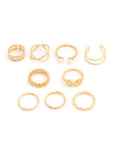 Set Of 9 Gold-Plated Finger Ring